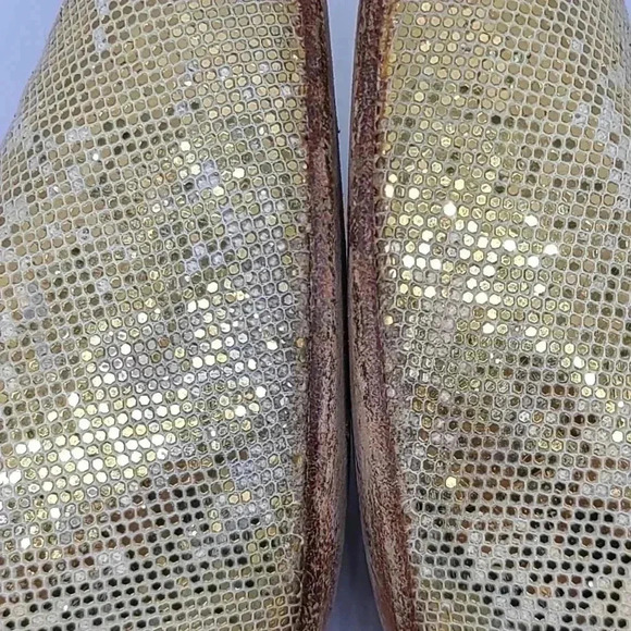 Vintage Stuart Weitzman Martinique Gold Glitter Pointed Toe Stiletto Heels 7.5 - Picture 10 of 16